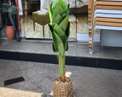 شجر - قوار ورد اخضر مقاس 110 سم مع قوار قش حجم كبير